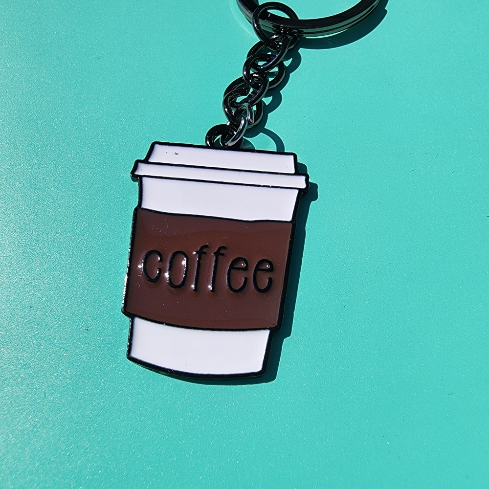 🎆 Coffee Cup Keychain | Cute Coffee Lover Gift | Metal Key Ring | OS